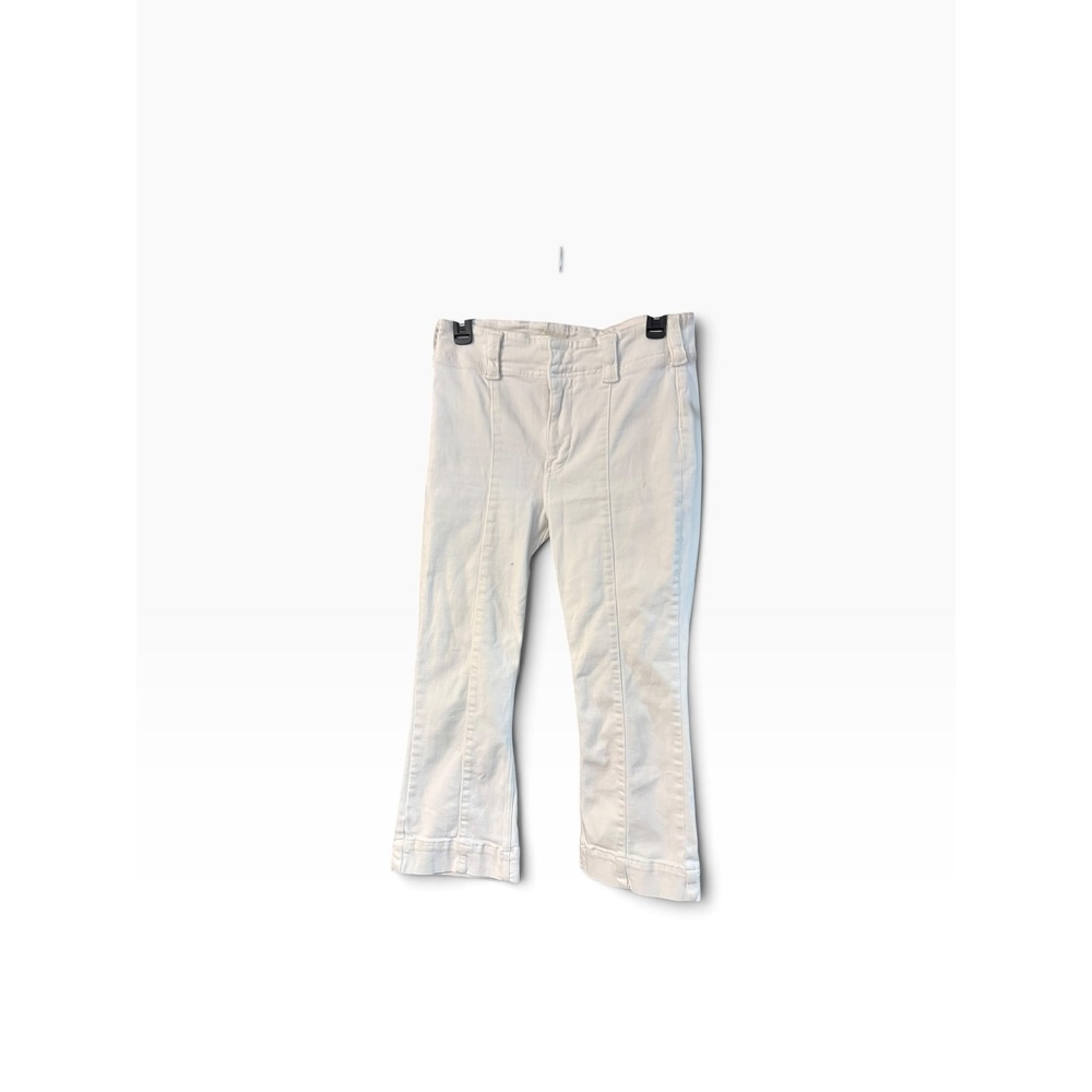 Pilcro Anthropologie Off White High Rise Front Seam Crop Flare Jeans Size 28